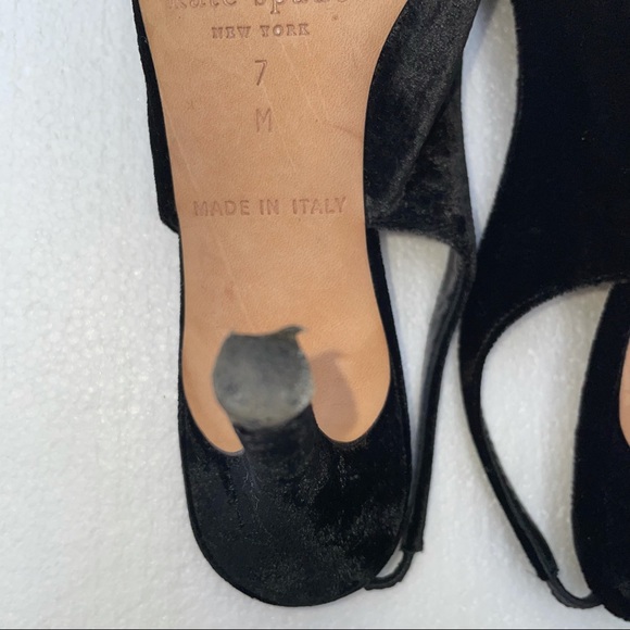 Kate Spade Black Velvet Peep Toe Heels Size 7 - Picture 7 of 12